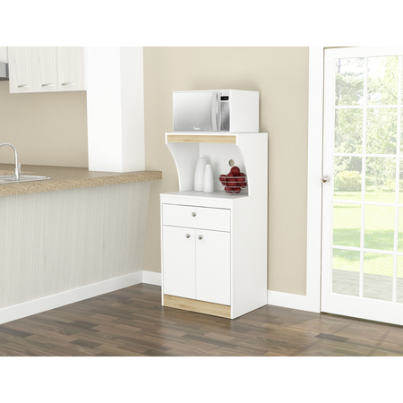 INVAL Kitchen/Microwave Storage Cabinet 23.6 in. W x 16.9 in. D x 47 in. H in White and Vienes Oak GCM-060